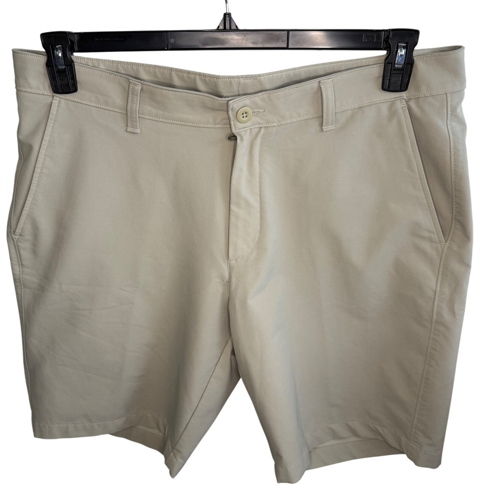 Under Armour Men's Tan Chino Golf Shorts Size 38 UA Tech Flat‎ Front Stretch